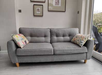 2-seater grey fabric sofa