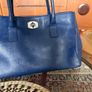 Furla Navy Blue Saffiano Leather Tote Bag Image 9
