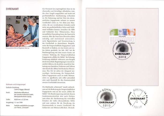 2008 Bundes Republic Deutschland (Germany) Federal Annual Stamp EFT Collection 2008. Includes 49 images of contents
