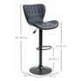 2-Set Bar Stools Retro Design 47 cm x 56 cm x 89-109 cm Black Image 2