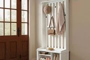 Coat rack with shelf and 7 double hooks vintage country white