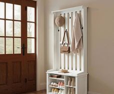 Coat rack with shelf and 7 double hooks vintage country white
