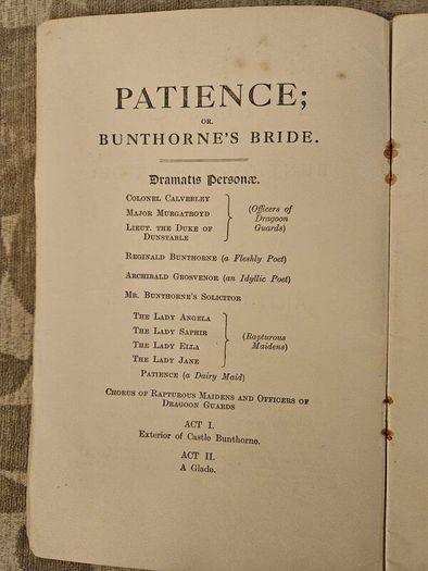 1911 Patience, Bunthorne' Bride By W.s. Gilbert And  Arthur Sulivan In Fair Condition.  See Photos For Same.