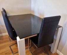 Modern Black Glass Dining Table