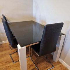 Modern Black Glass Dining Table