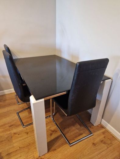 Modern Black Glass Dining Table
