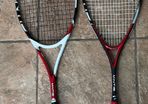 Two squash racquets
