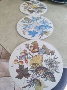 Set Of 3 Made For Wall Hanging Autumnal Melamine Round Place Mats