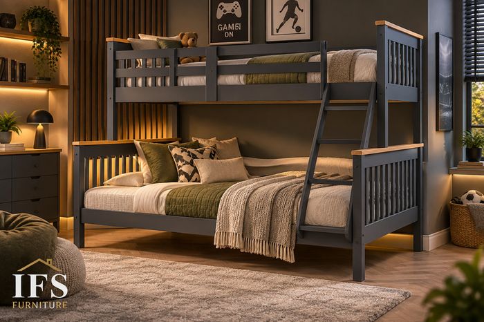 Grey and Oak Finish Triple Bunk Bed