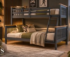 Grey and Oak Finish Triple Bunk Bed