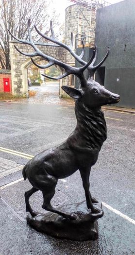 Pair of life size bronze deer statues