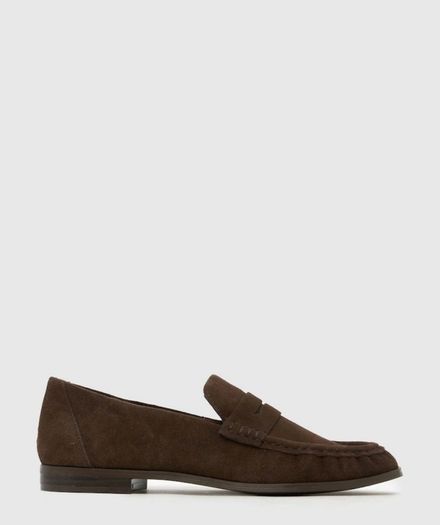 UK 7 39/40 Schuh Lewis Chocolate Brown Suede Loafer Leather style Massimo Dutti