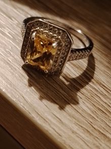925 Silver Ring with Large Citrine Stone
