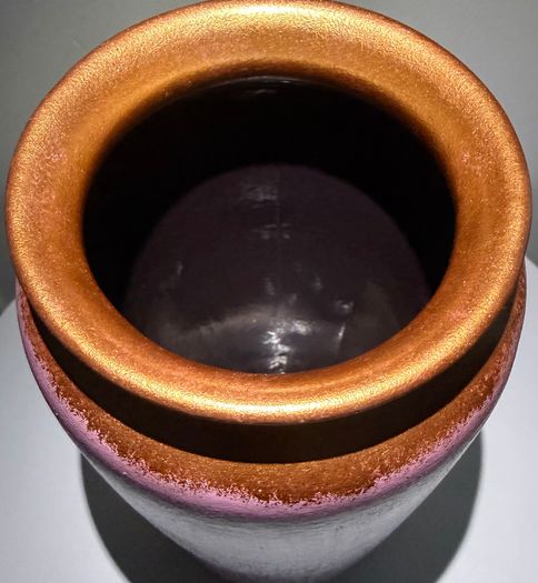 Vintage W Germany 505-41 Pottery Vase - Hand Painted - Pink Copper - Upcycled