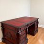 Pedestal Carved Executive Leather Top Mahogany Partners Desk Image 2