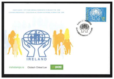 2008 Ireland 50th Anniversary of the Credit Union Movement in Ireland Commemorative Stamp An Post First Day Cover (FDC)