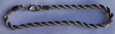 Vintage Silver Plated Rope Chain Bracelet 8inch