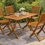 5 Piece Acacia Wood Garden Furniture Set Folding Table and 4 Chairs Image 4