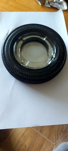Goodyear tyre glass ashtray,,collectors item,,1960,70s,,hard to come by,,see pictures for condition ,sold as is ,little chip on the rim underneath,,wouldn't notice from top ,sold as seen