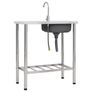 Camping Sink Single Basin with Tap Stainless Steel Image 2