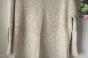 jumper long jumper freesize beige turtle neck curved front
