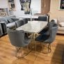 1.6m Marble Effect Dining Table With 6 Chairs Image 2