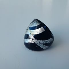 Vintage Murano Glass Ring black and silver foil