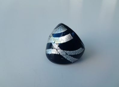 Vintage Murano Glass Ring black and silver foil