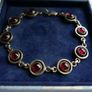 Vintage Sterling Silver 925 Faceted Garnet Link hallmarked Bracelet length 8" - 18,5g Image 5
