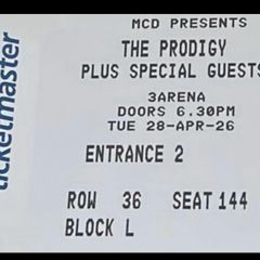 2 The Prodigy tickets hardcopies