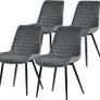 Set of 4 Sage Velvet Dining Chairs with Backrest Black Steel Frame Image 4
