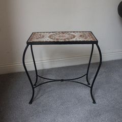 Small Mosaic Ceramic Coffee Table / Side Table in Metal Frame in Good Condition