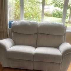 2 seater cream grey recliner sofa