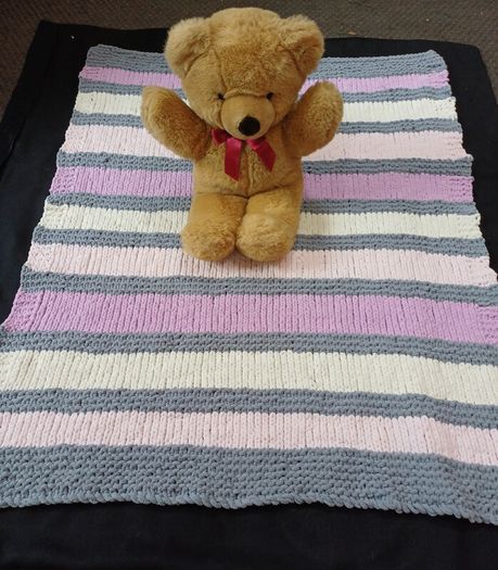 Large Hand-knitted Toasty Baby Blanket