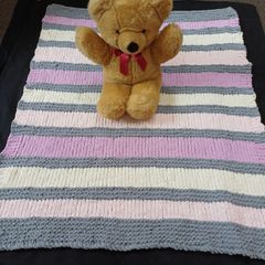 Large Hand-knitted Toasty Baby Blanket