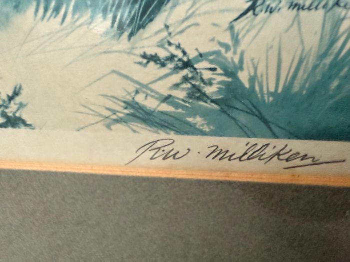 W. Milliken (1920 to 2014) Pheasants in Flight. Vintage Brotherton Gallery Sporting Print