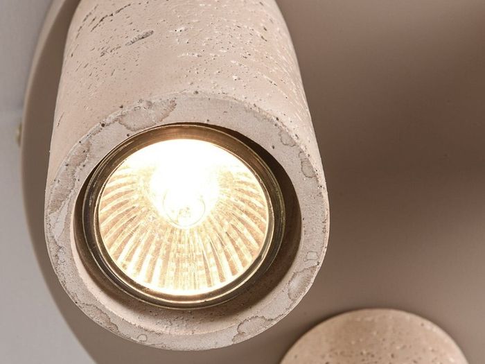 3 Light Travertine Look Ceiling Light Sand Beige Modern Flush Mount Spotlight