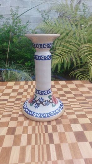 Beautiful Nicholas Mosse Tall Candlestick in the Popular but Discontinued Kilfane Rose Pattern, Circa 1996-2004, Number One of Two Available