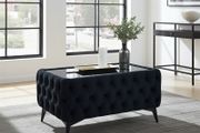 Velvet coffee table with glass
