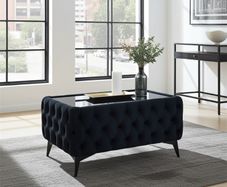 Velvet coffee table with glass