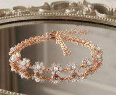 Daisy - Cubic Zirconia Pearl Bracelet Gold