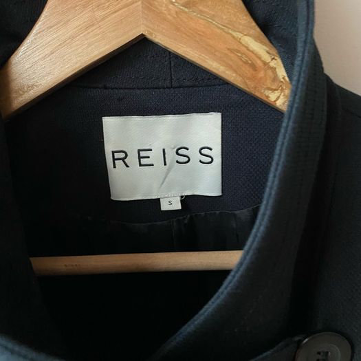 Reiss Black Funnel Neck Coat