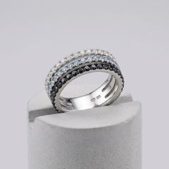 Treble Layered Sterling Silver Ring