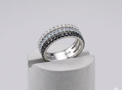 Treble Layered Sterling Silver Ring