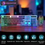 USB Wired Keyboard and Mouse Set, Luminous LED Lights, Full Size Slim Keyboard, LED Gaming Mouse, Game or Business, UK Layout, For PC, Laptop, Windows And Mac, PS4, PS5, Xbox One, etc (Retro) Image 3
