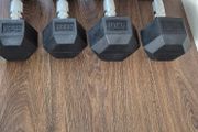 2 sets of used hexagonal dumbbells