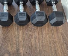 2 sets of used hexagonal dumbbells