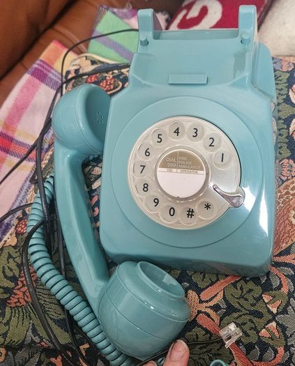 Retro Turquoise Rotary Dial Telephone with Modern Connection