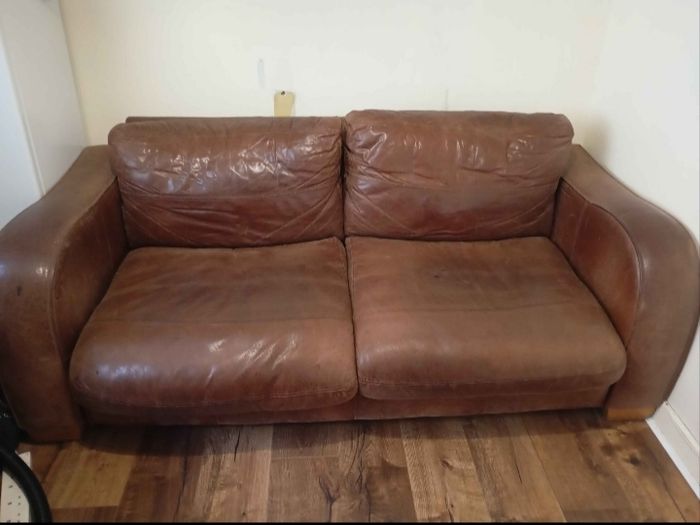 John Lewis Leather Sofa & Chair