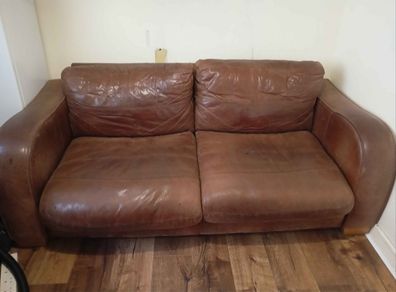 John Lewis Leather Sofa & Chair